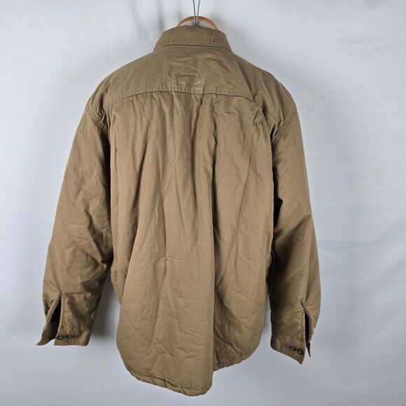 Wrangler Jacket Men's Large Tan Sherpa Lined Collared Long Sleeve Button Pockets - Picture 3 of 14